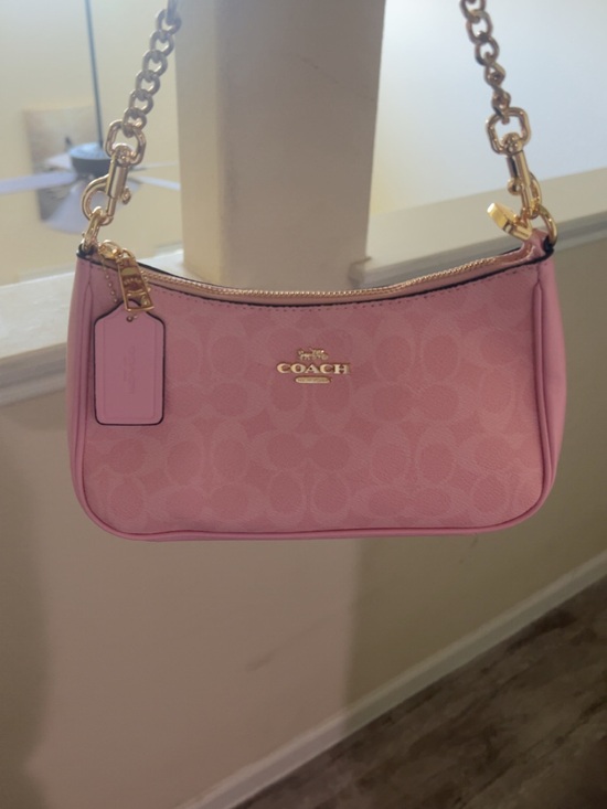 Coach Handbags - Coach Pink Signature Mini Shoulder Bag with Gold Chain